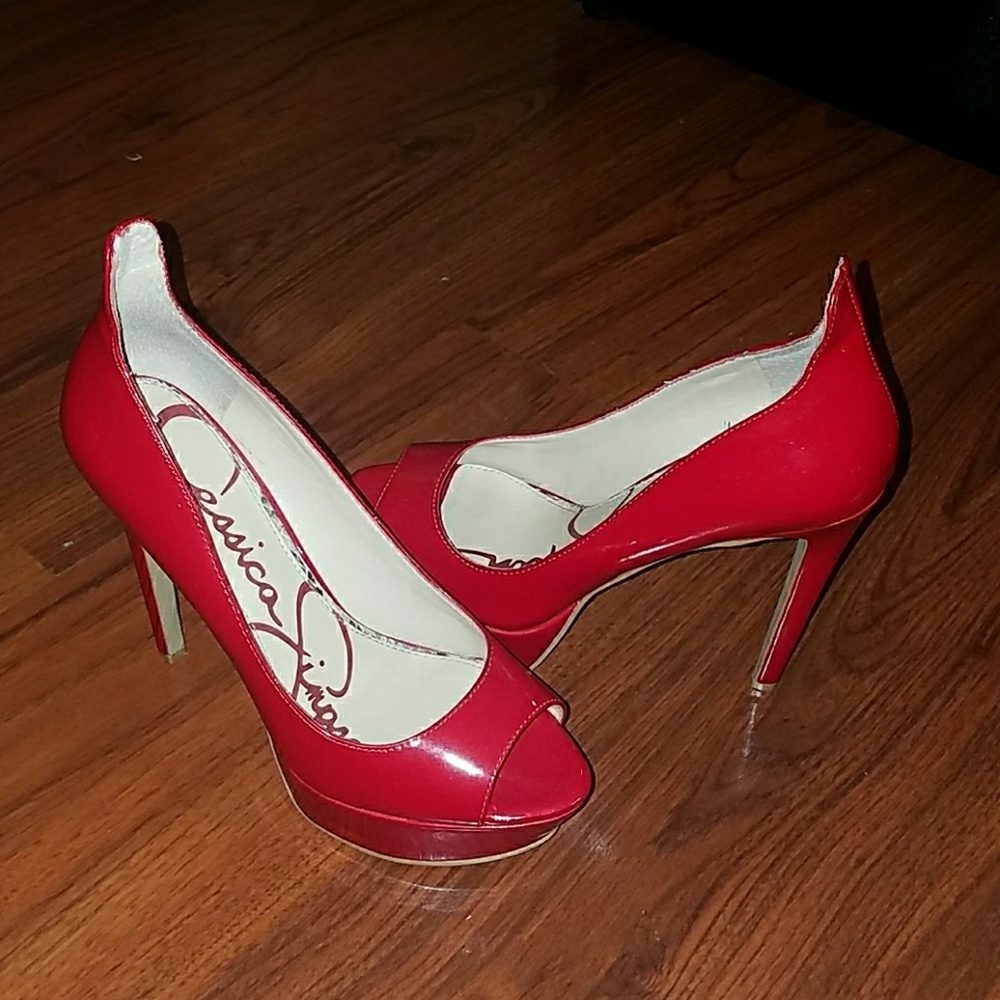 Jessica Simpson red high heels shoes